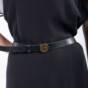 TORY BURCH BLACK CLASSIC BELT | WOMENS SIZE 80CM